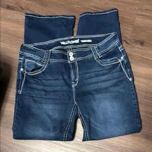 Wallflower Women's Dark Blue Boot Cut Jeans with Contrast Stitching